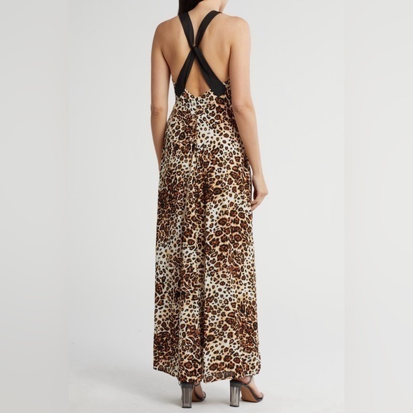 Lovestitch Leopard Print Sleeveless Maxi Dress With Cross Back Straps - Picture 2 of 8